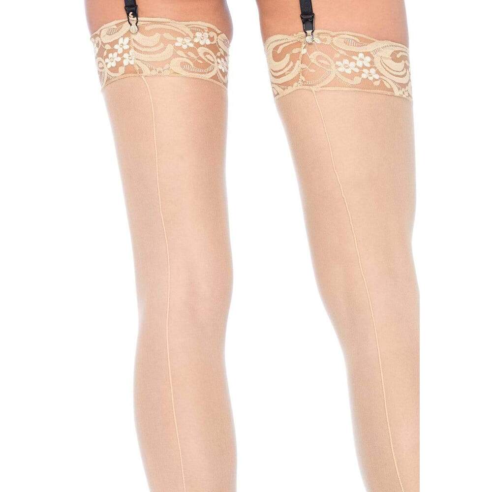 Leg Avenue Sheer Stockings With Backseam Nude UK 6 to 12