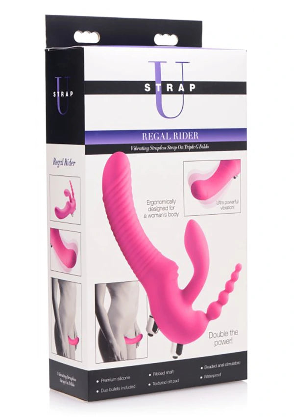 XR Regal Rider Vibrating Silicone Strapless Strap On Triple G Di