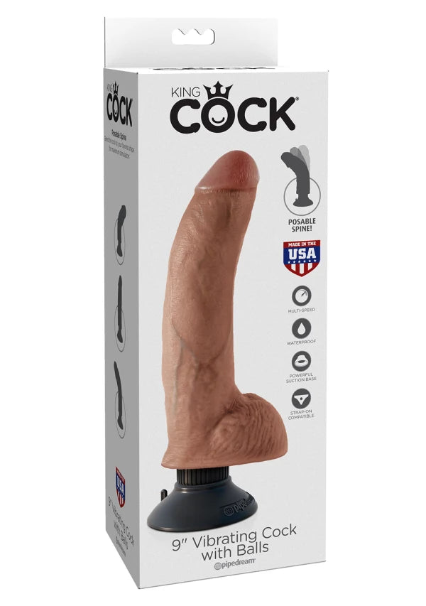 King Cock Vibrating With Balls 9 Inches