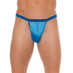 Mens Blue G-String With Pouch