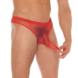 Mens Red G-String With Penis Sleeve