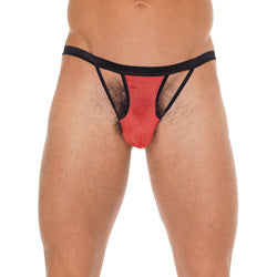 Mens Black G-String With Red Pouch