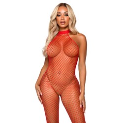 Leg Avenue Racer Neck Bodystocking Red UK 6 to 12