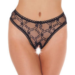 Sheer Pattern Crotchless Black G-String