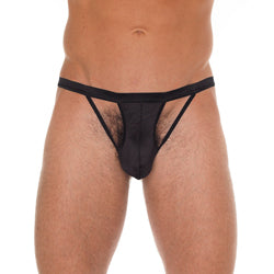 Mens Cut Out G-String Black